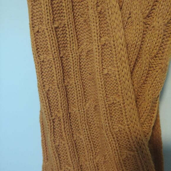 Mustard Yellow Cable Knit Infinity Scarf - Picture 2 of 3
